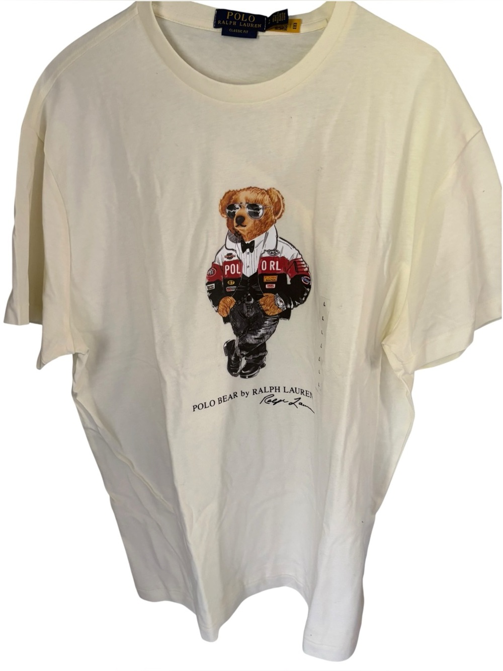 Polo Ralph Lauren Cream S/S Iconic POLO BEAR T Shirt Size Large
